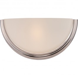 1-Light LED Wall Sconce in
Polished Nickel Finish with
Etched Opal Glass